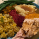 Thanksgiving foods arranged on a plate